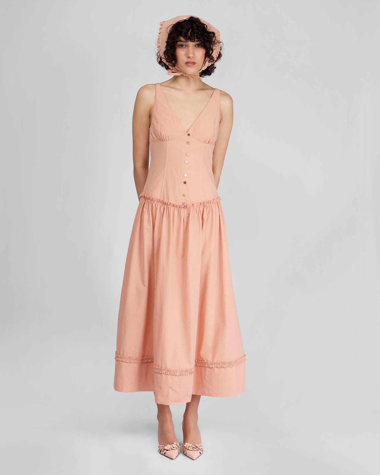 Button Maxi Dress - Peach