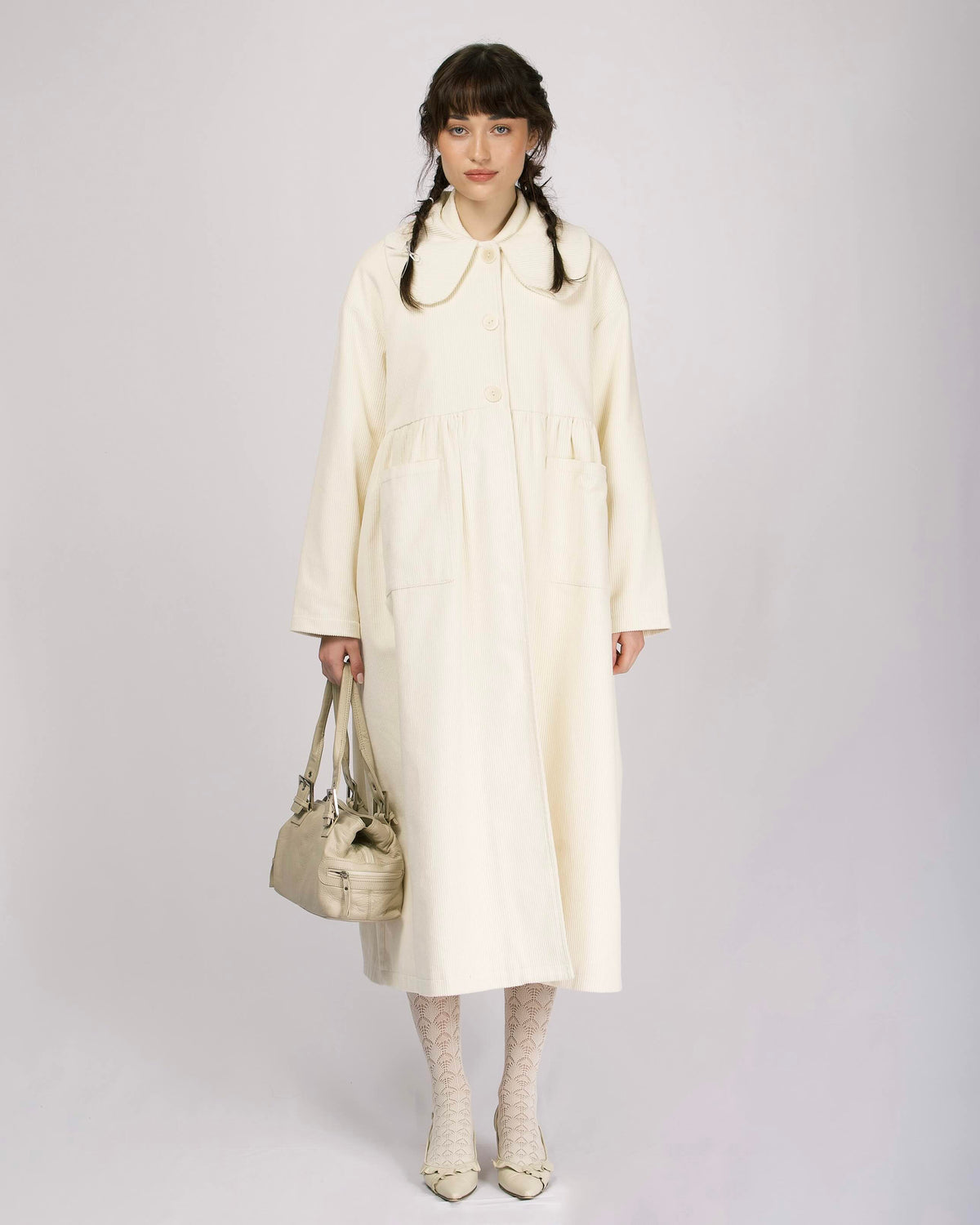 Nina Cord Trench Coat - Cream