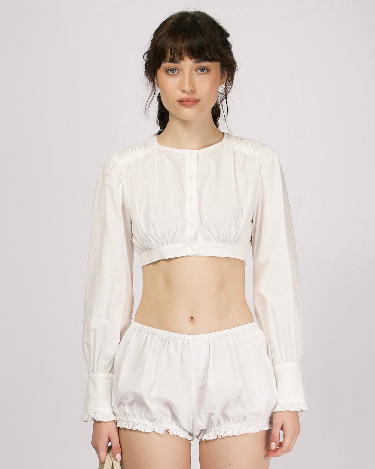 Cotton Gather Blouse - White