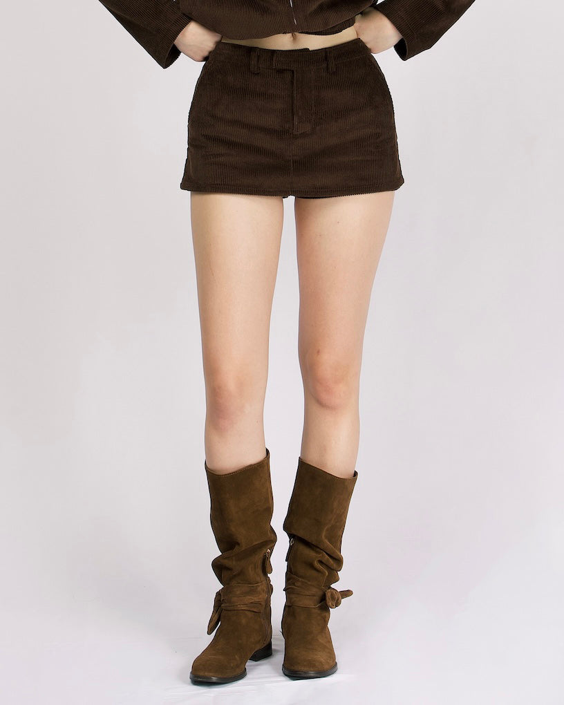 Cord Skort - Chocolate