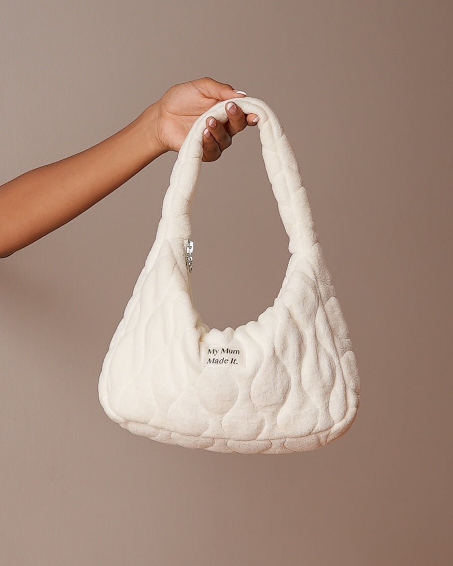Quilted Shoulder Bag - Off-White Terry
