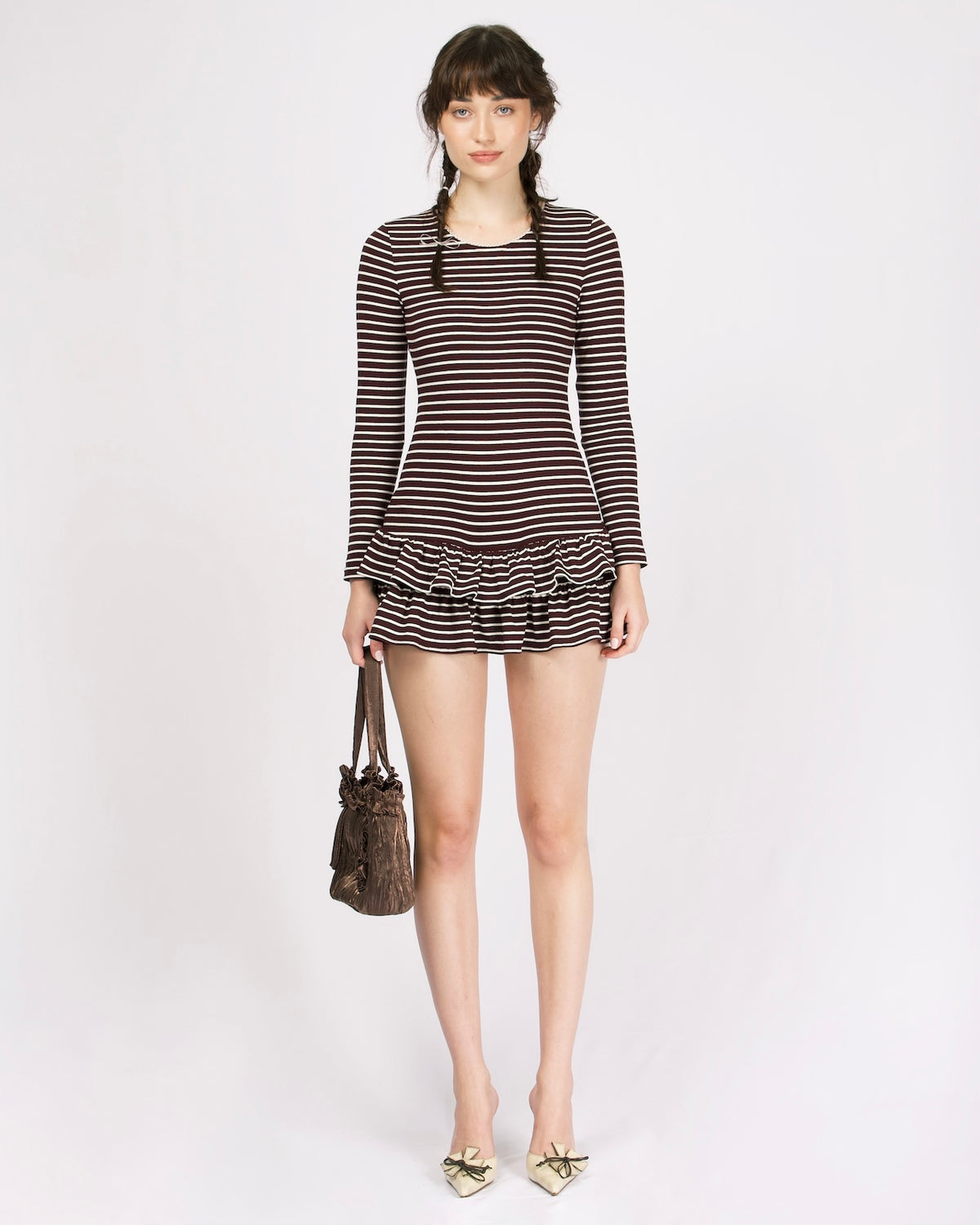 Long Sleeve Layer Dress - Dirt Stripe