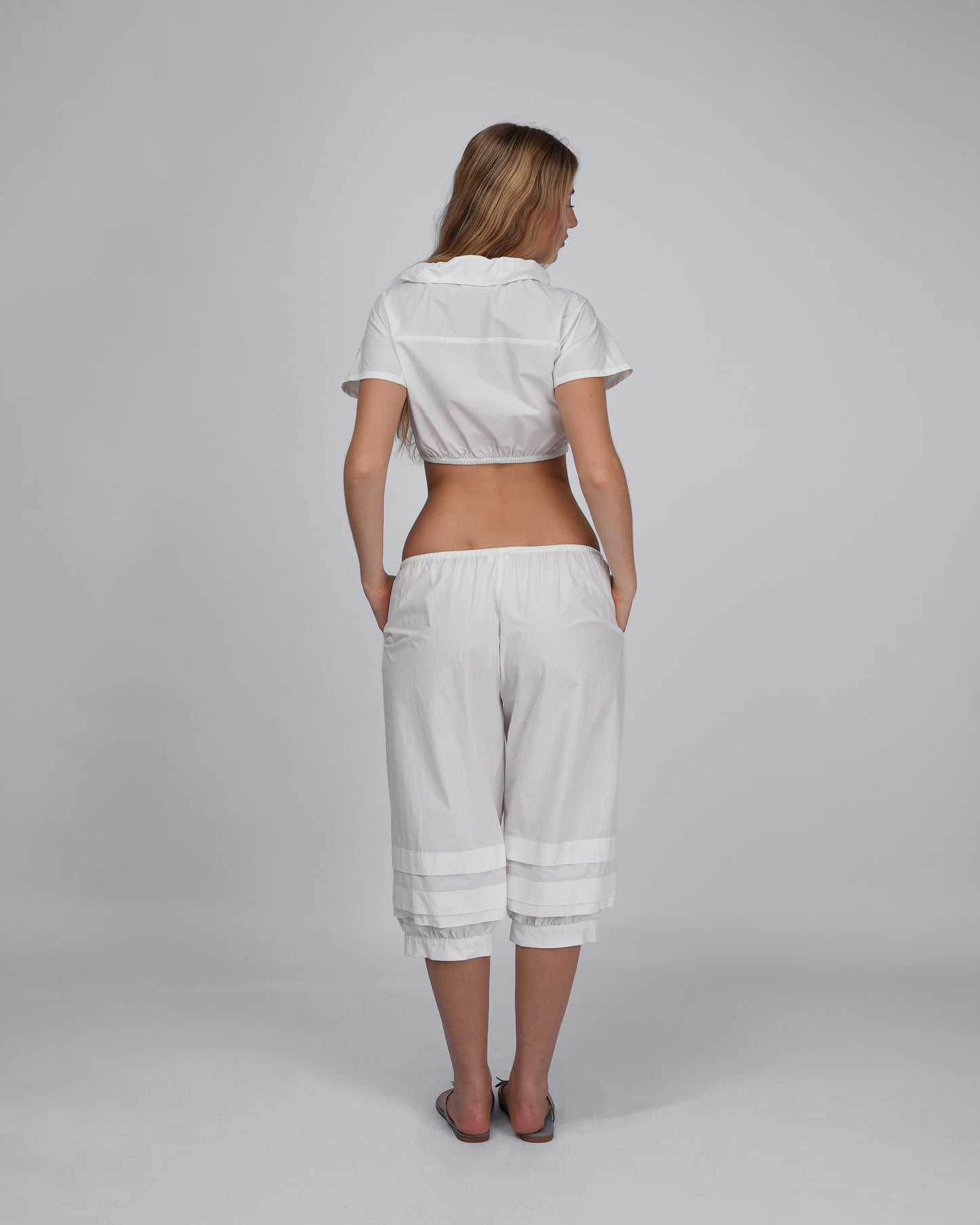 Sail Pleat Pants - White