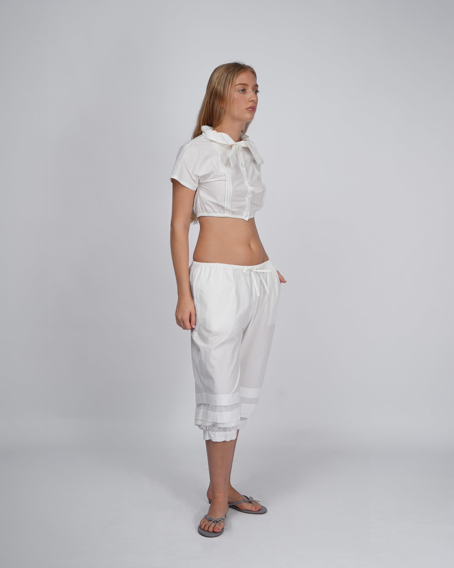 Sail Pleat Pants - White