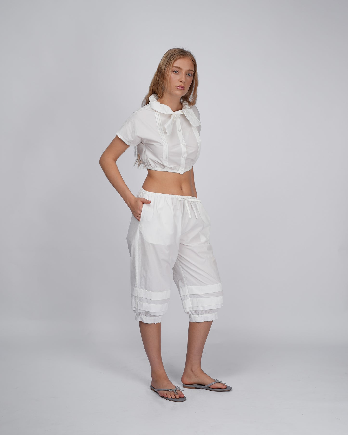 Sail Pleat Pants - White