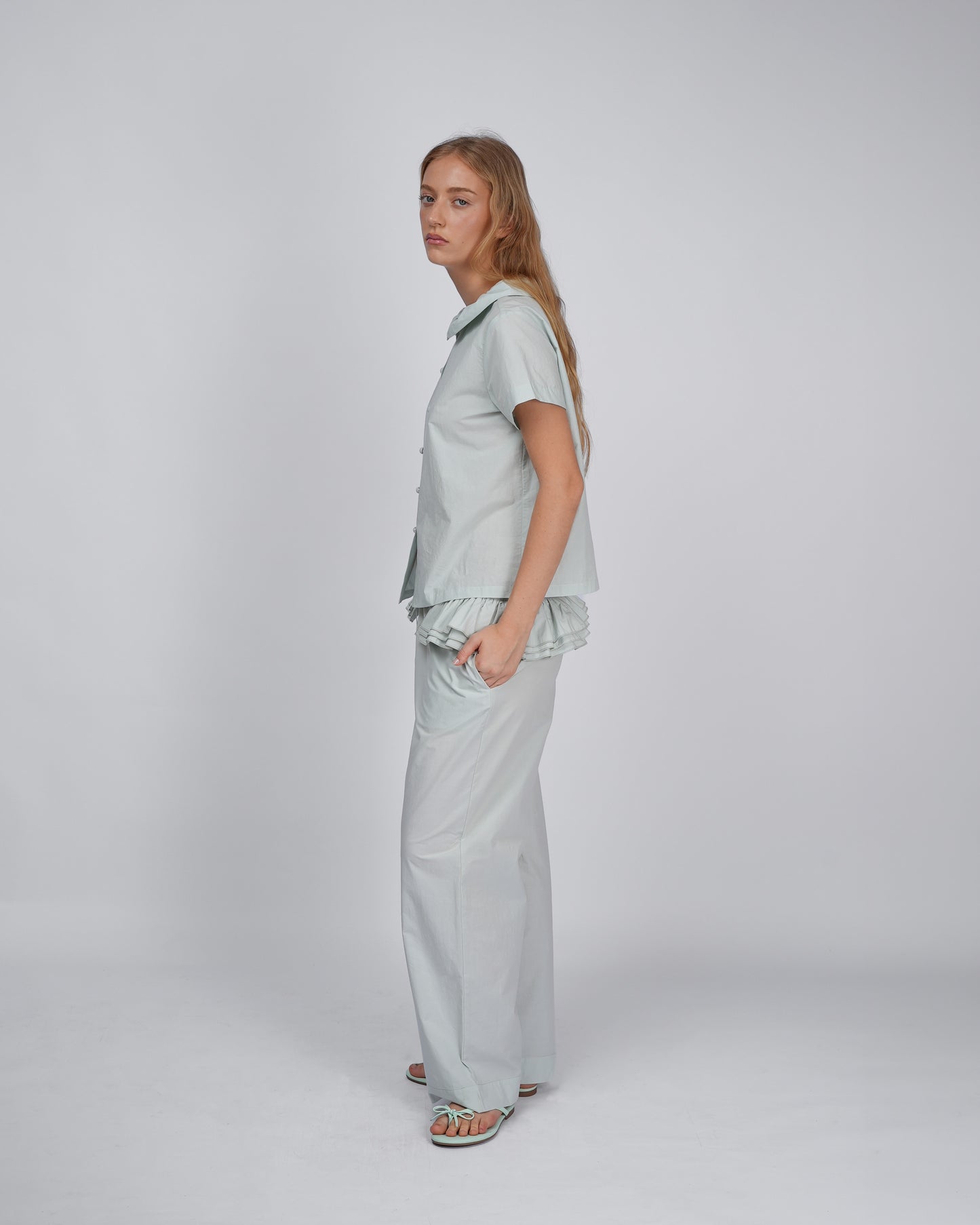 Detachable Ruffle Belt Pant - Mint