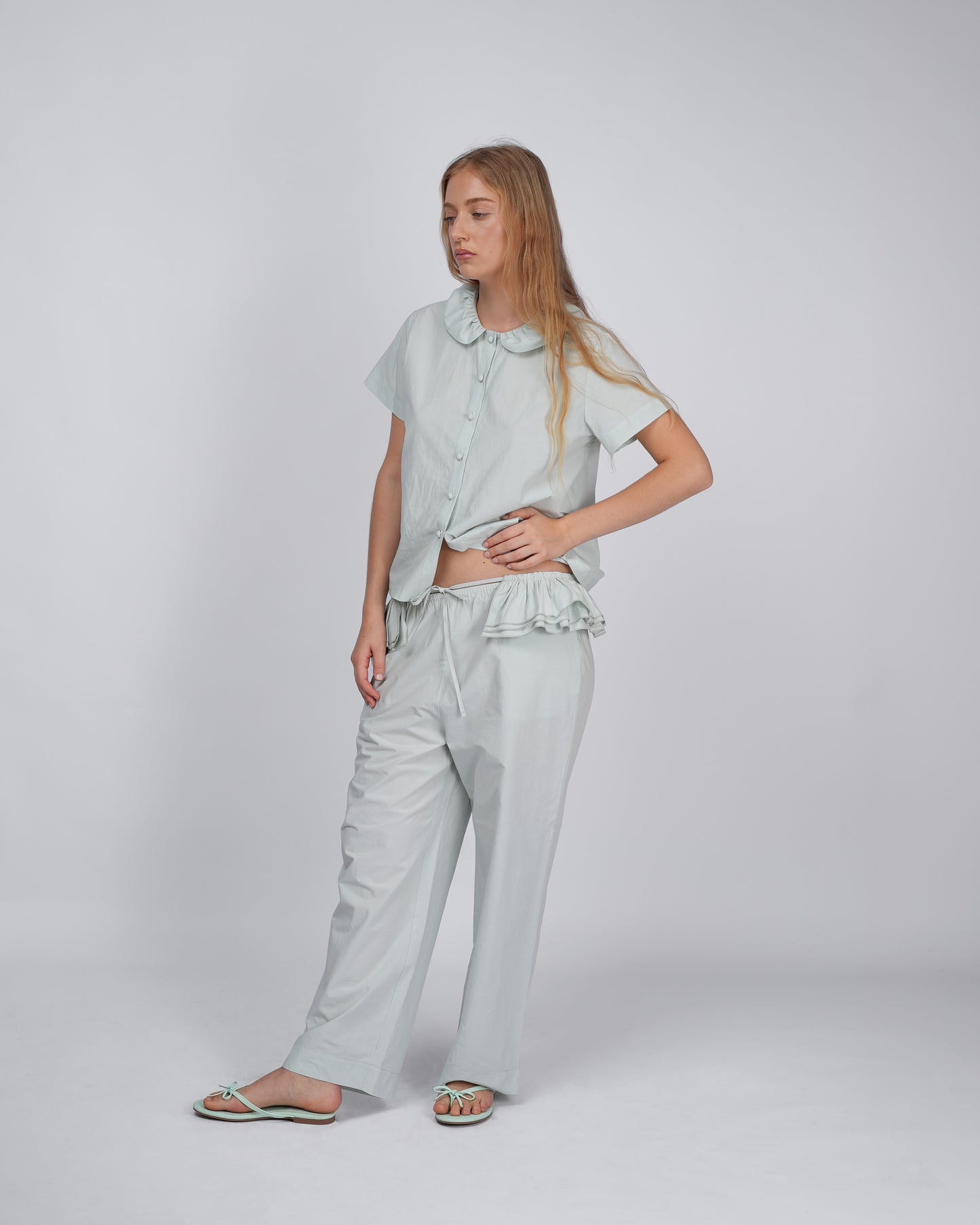 Detachable Ruffle Belt Pant - Mint