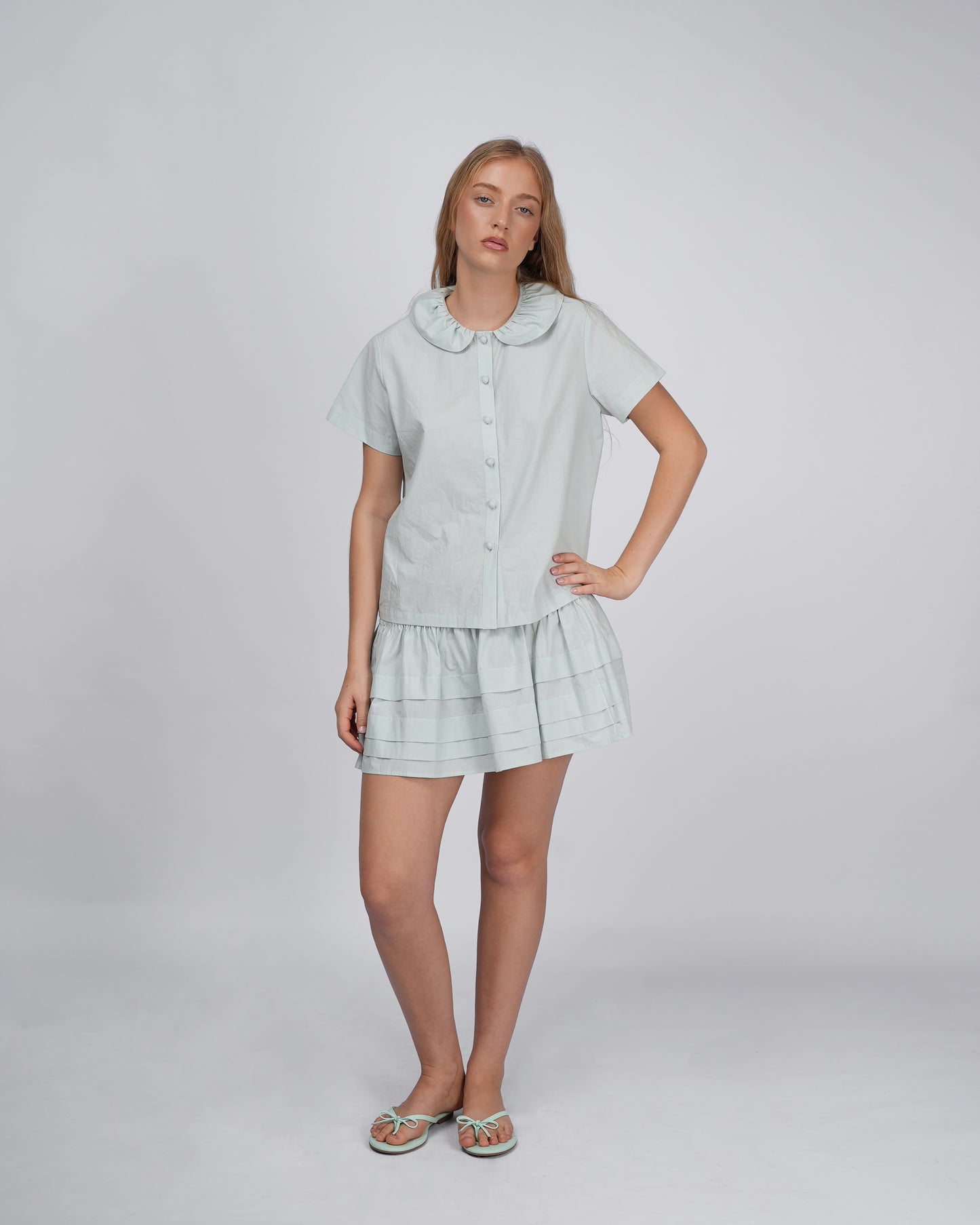 Esme Button Shirt - Mint