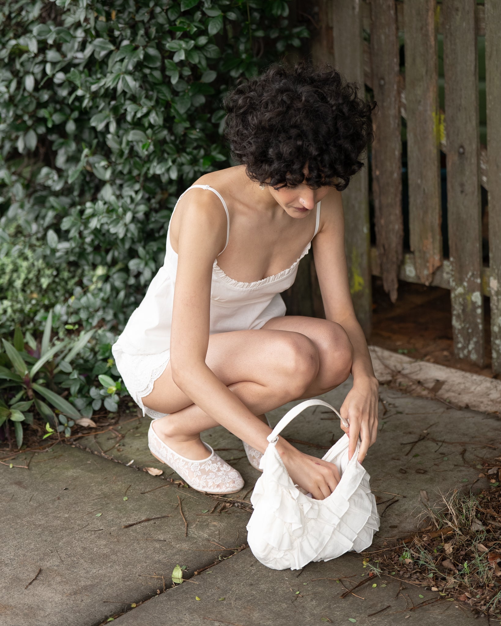My Mum Made It - White Linen Frill Bag