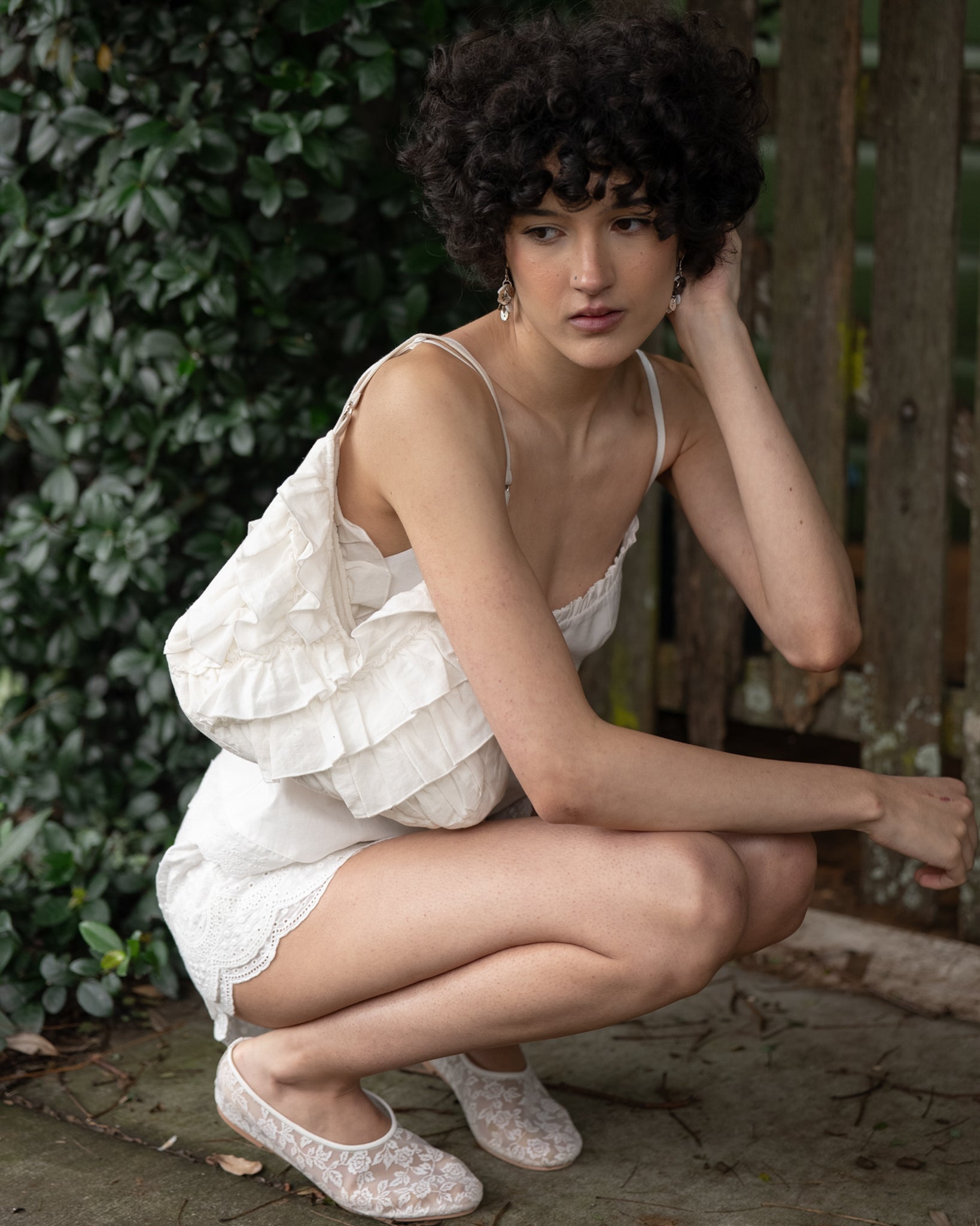 My Mum Made It - White Linen Frill Bag