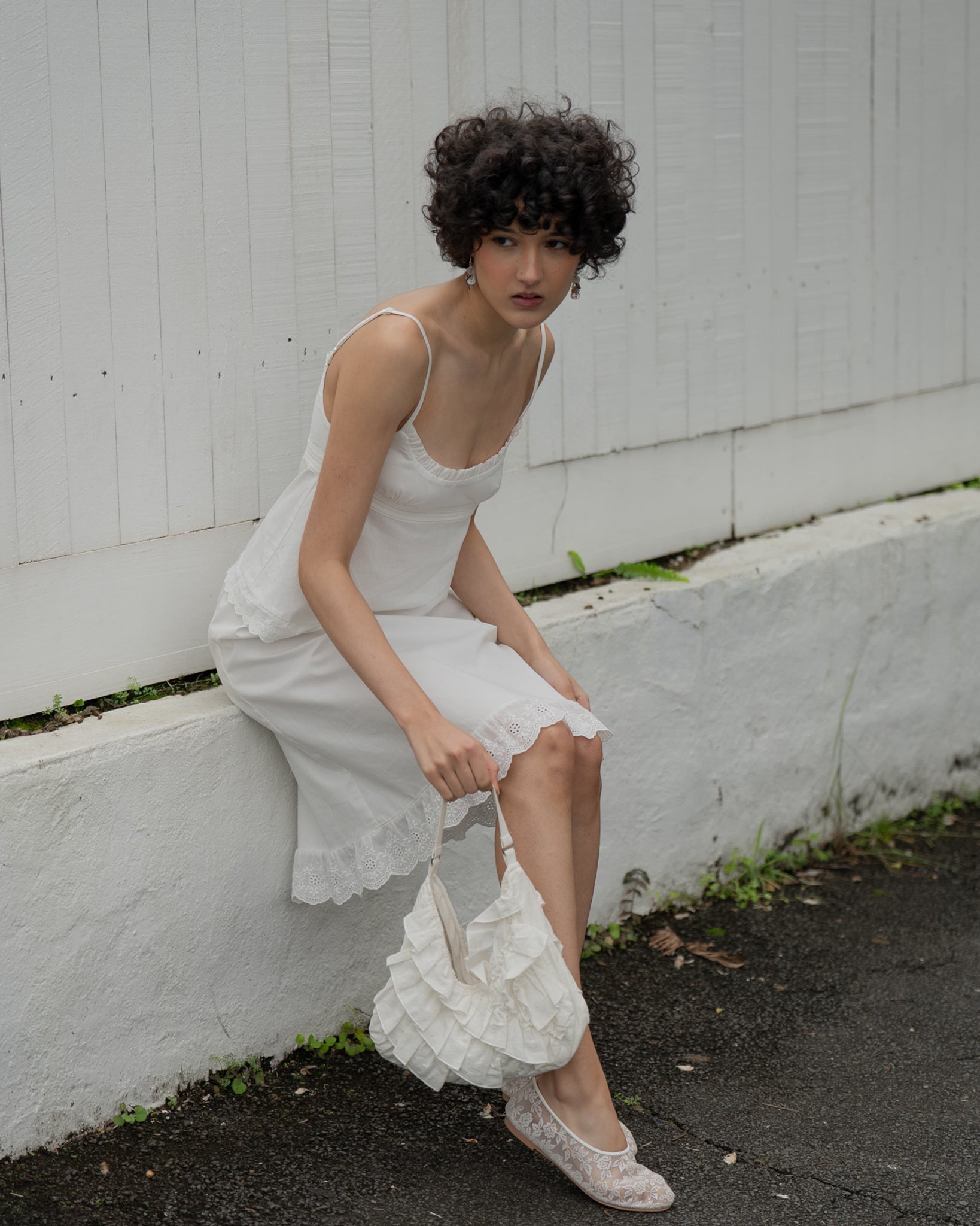 My Mum Made It - Lace Hem Midi Skirt - White