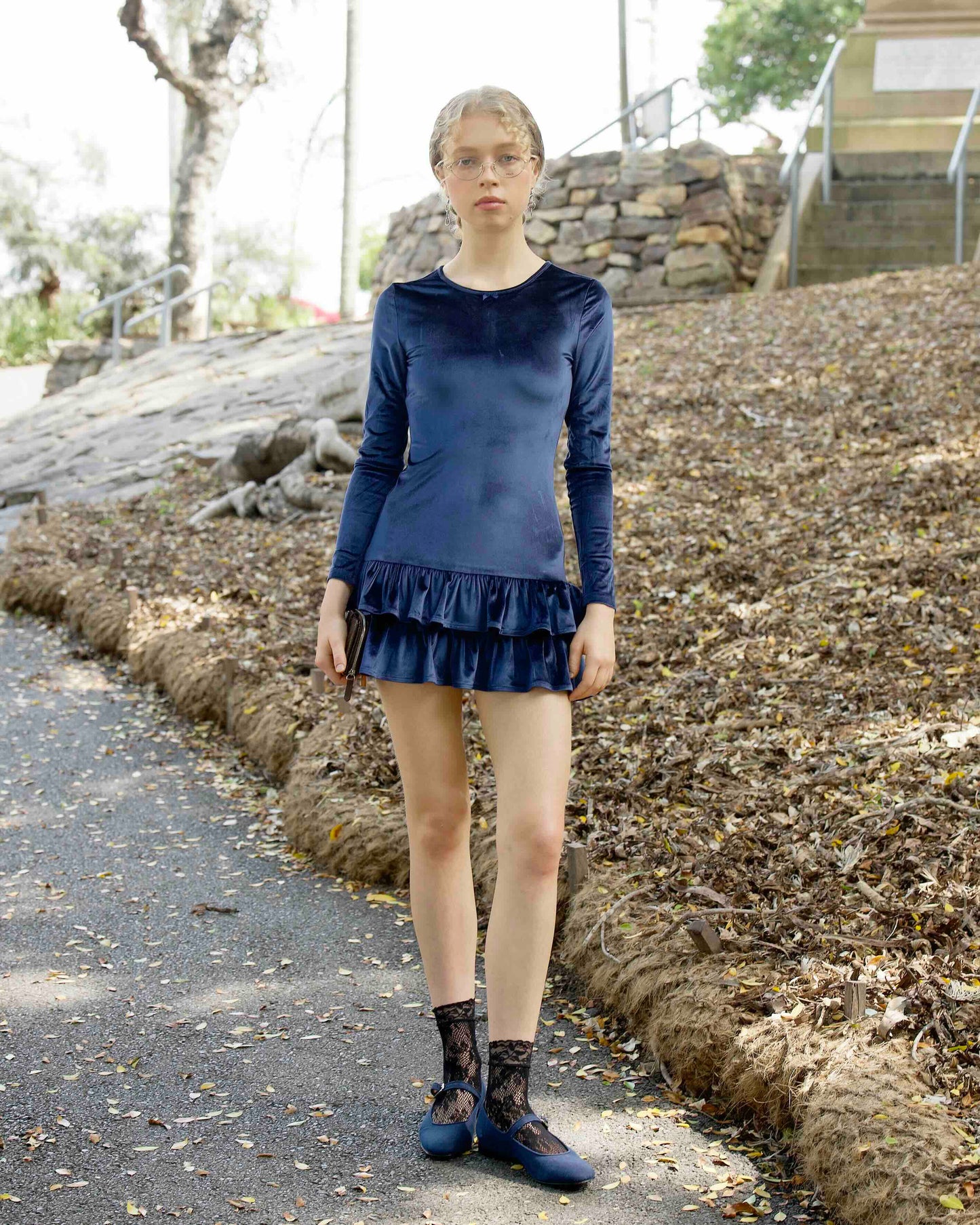 Velvet Layer Dress - Deep Blue