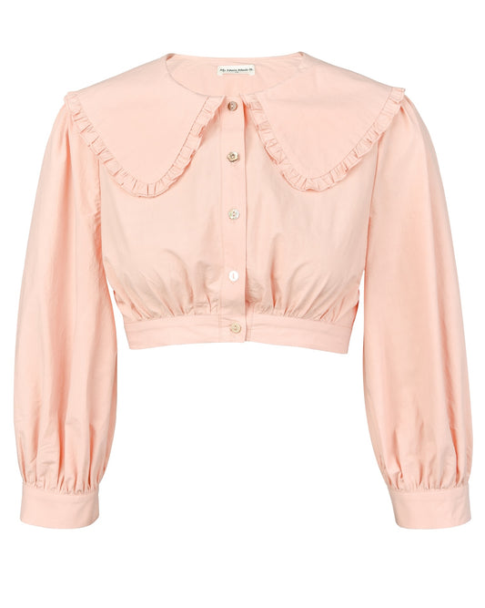 Collar Crop Blouse - Peach