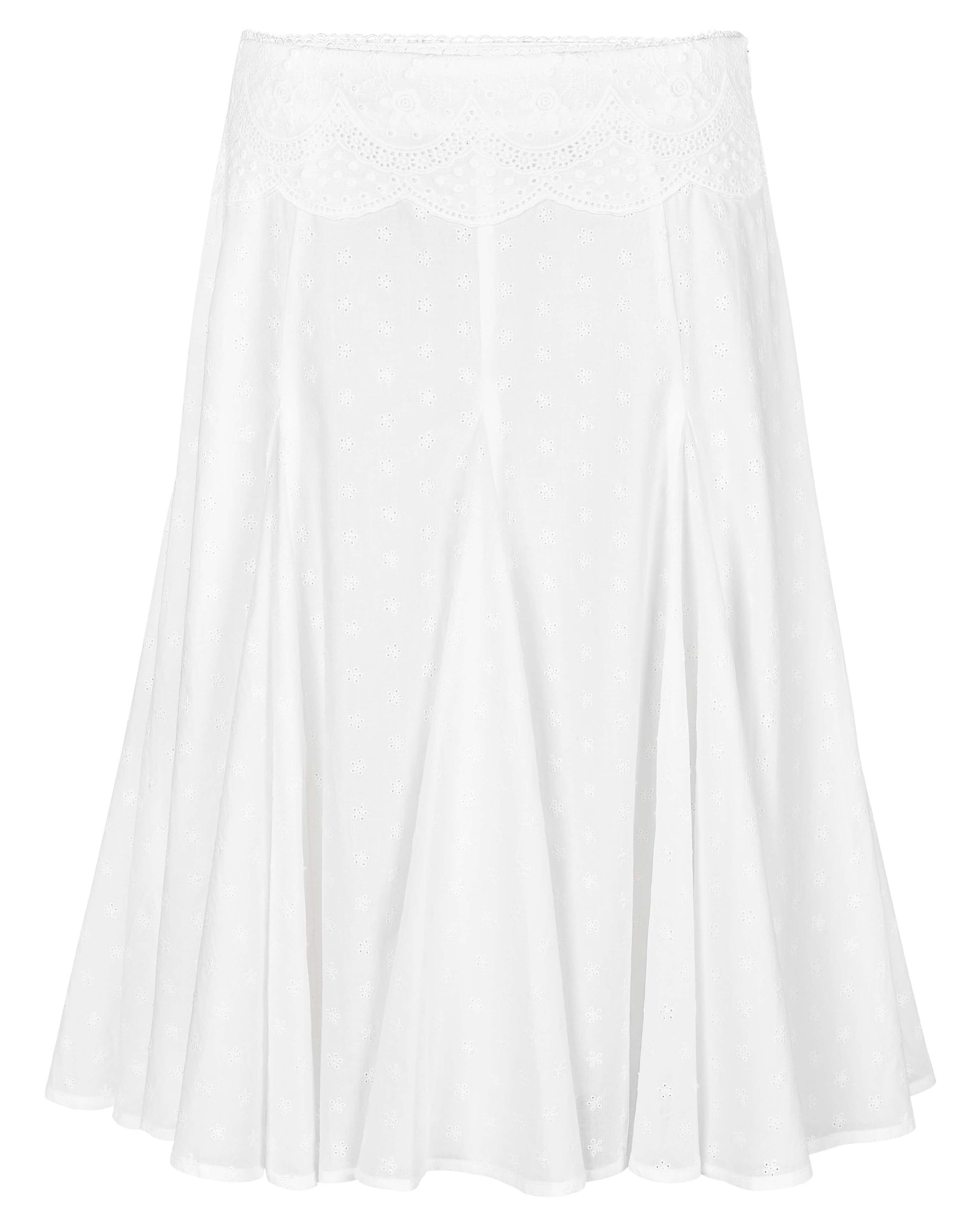 Lace Eyelet Midi Skirt