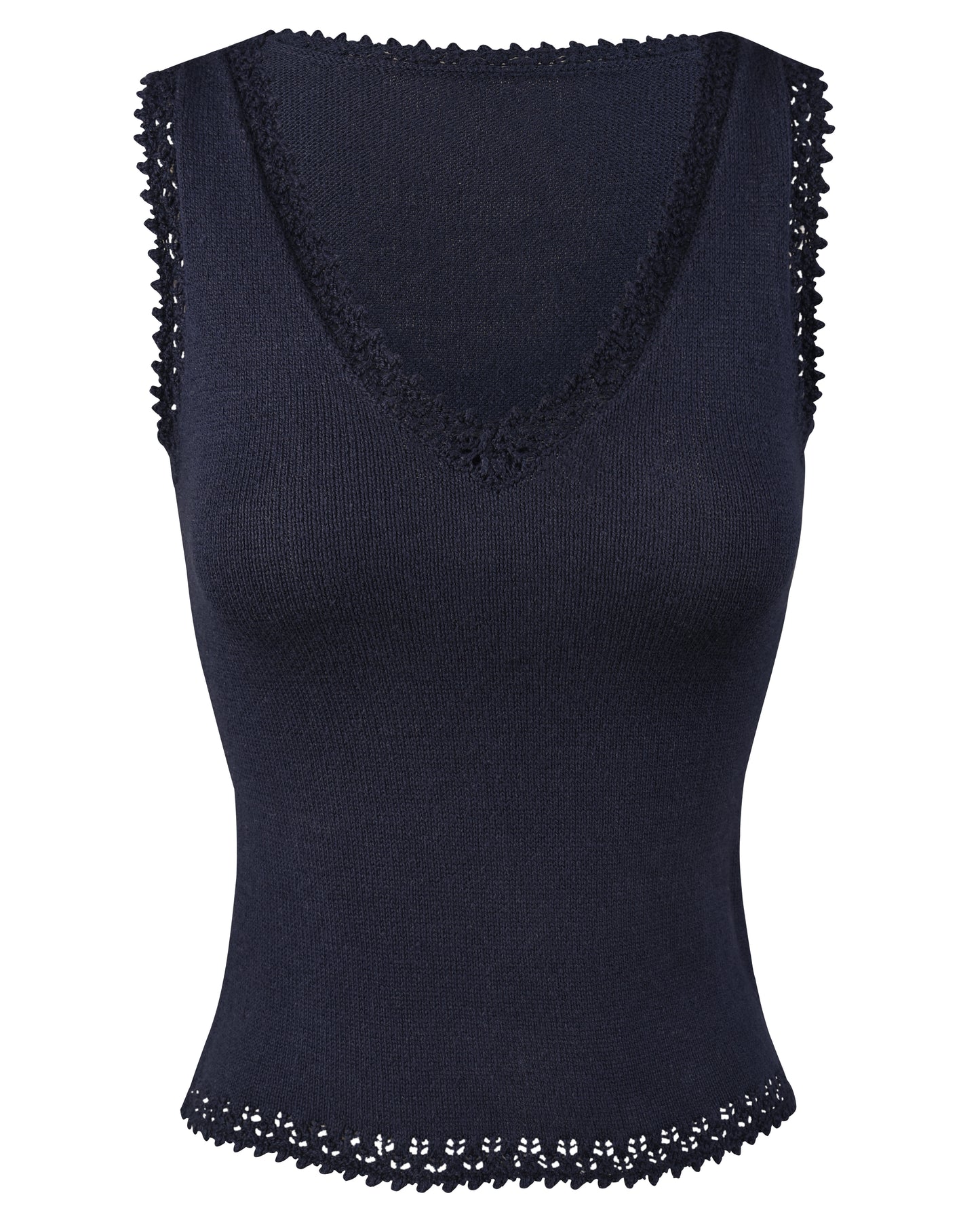 Lace Knit Tank - Navy