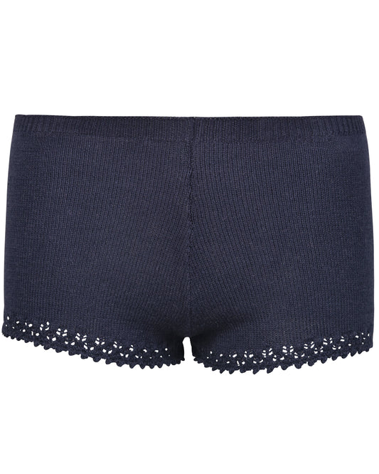 Lace Knit Micro Shorts - Navy