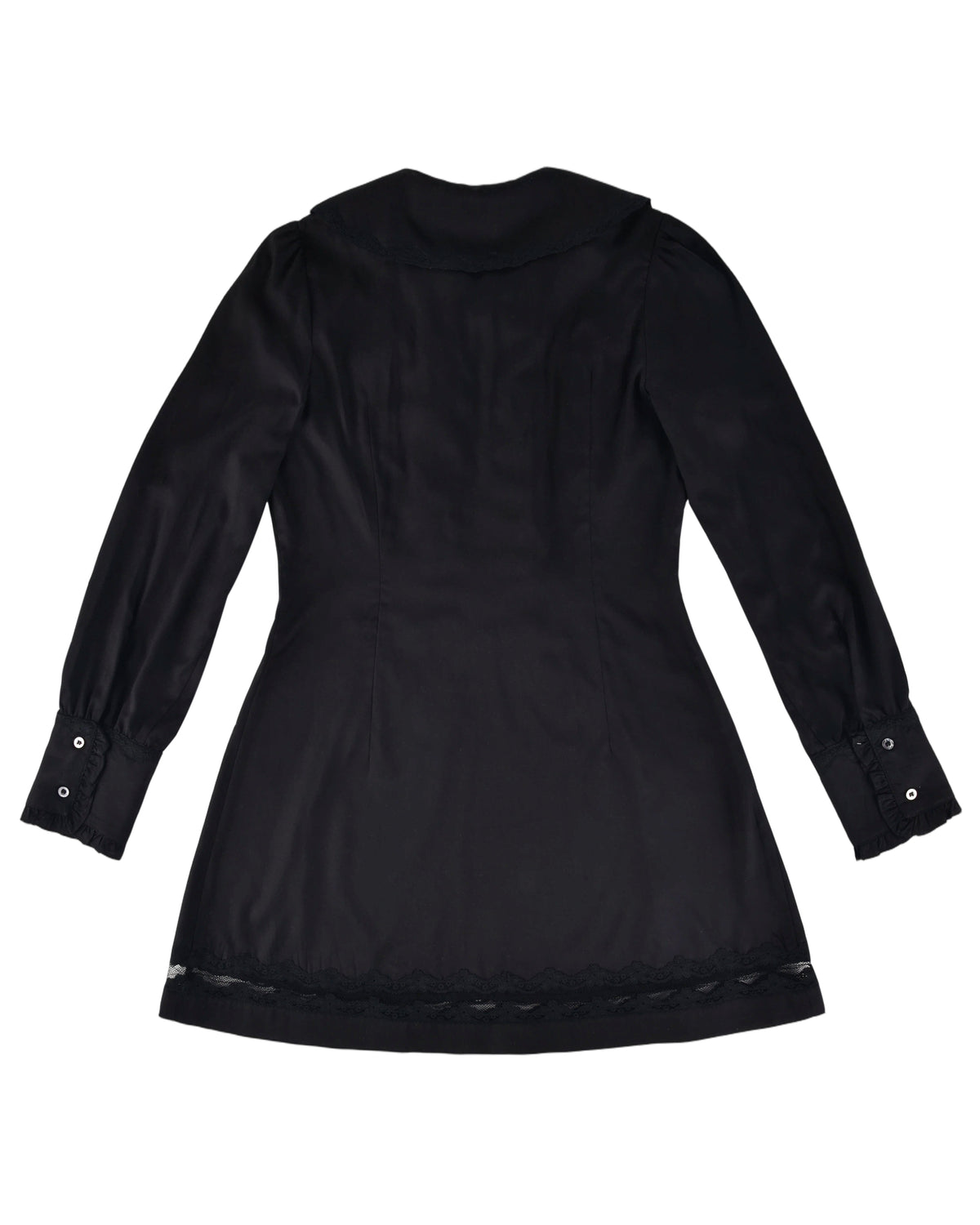 Ruffle Placket Mini Dress - Black