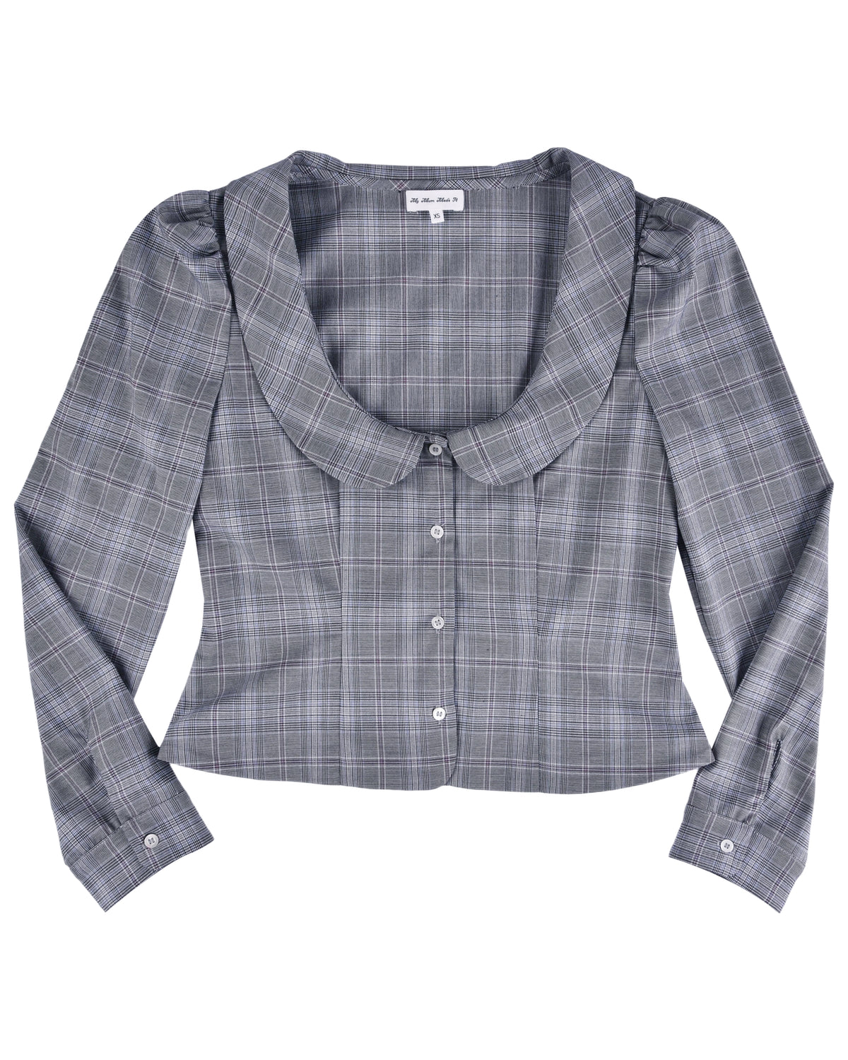 Curved Collar Button Shirt - Dark Plaid