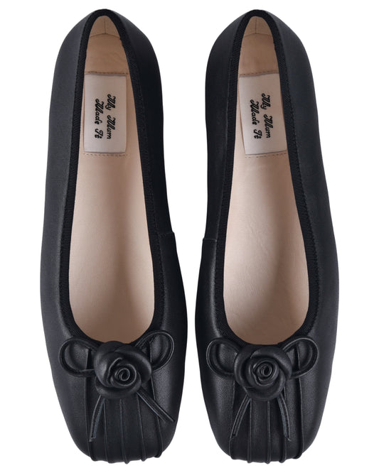 Rosette Ballet Flats - Black