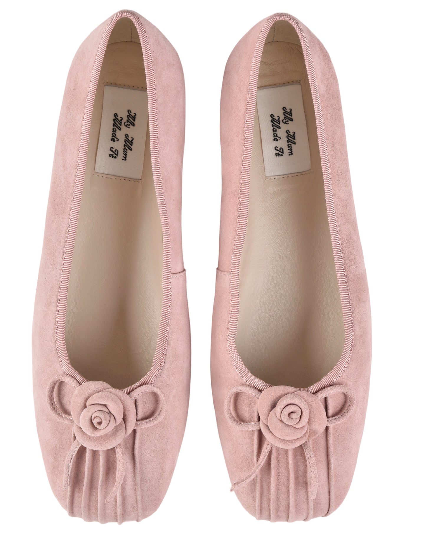 Rosette Ballet Flats - Pink Suede