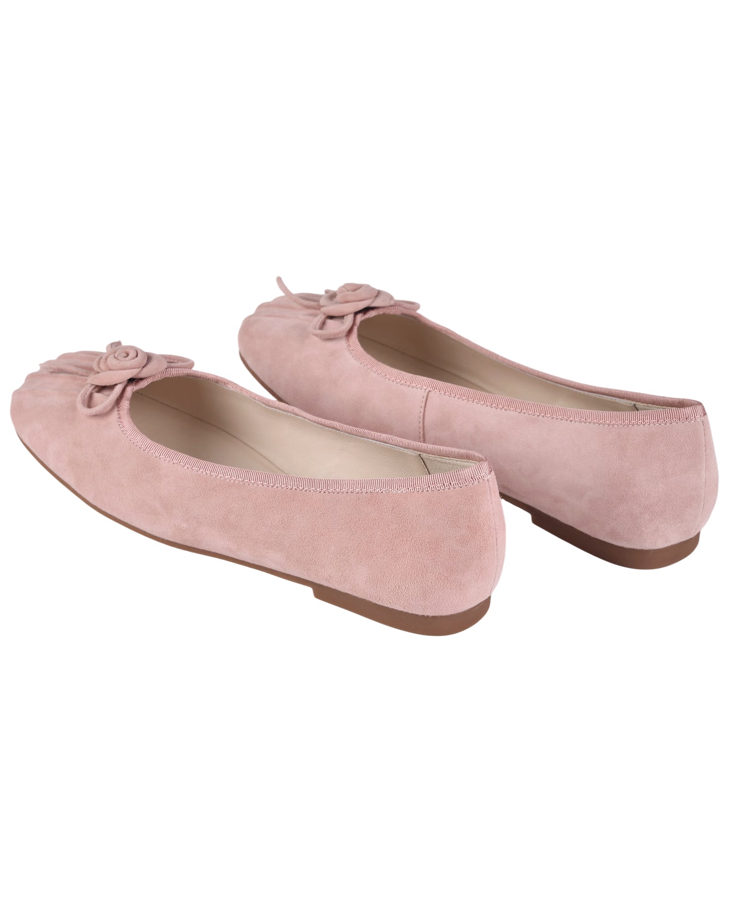 Rosette Ballet Flats - Pink Suede