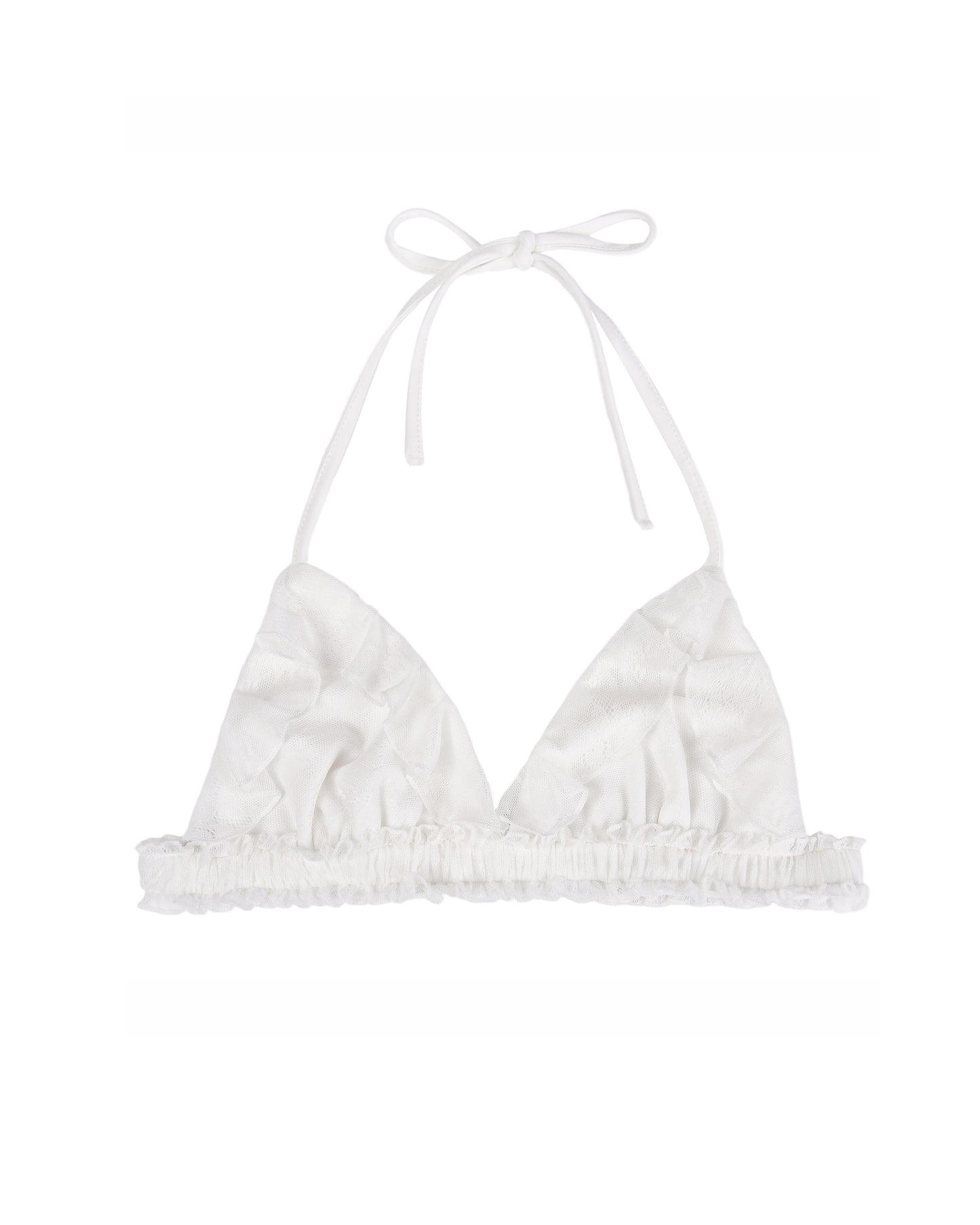 Lace Frill Swim Top - White