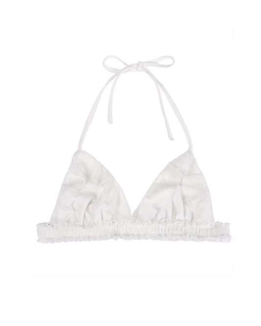 Lace Frill Swim Top - White