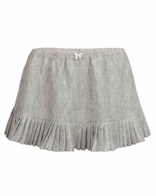 Pleat Mini Skirt - Grey Stripe