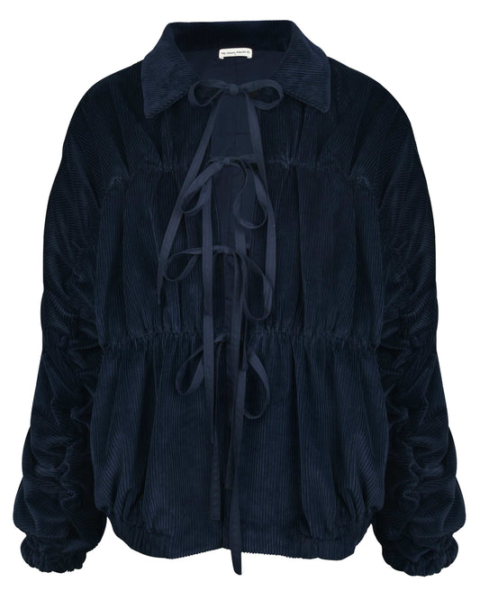 Ruche Tie Jacket - Navy Corduroy