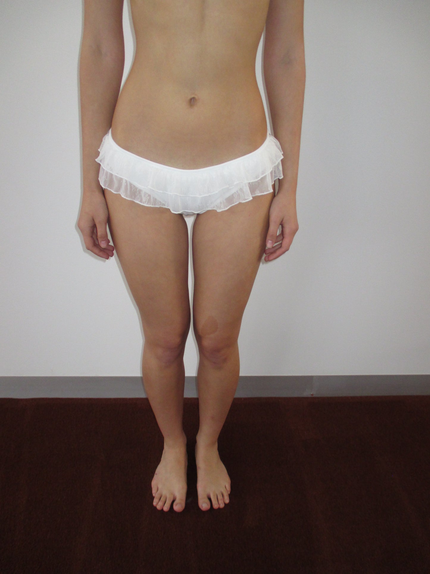 Lace Frill Swim Bottoms - White