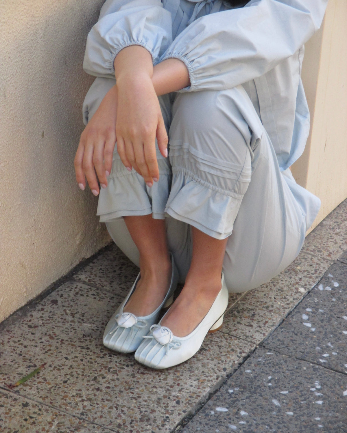 Rosette Silk Ballet Pumps - Bluewishes