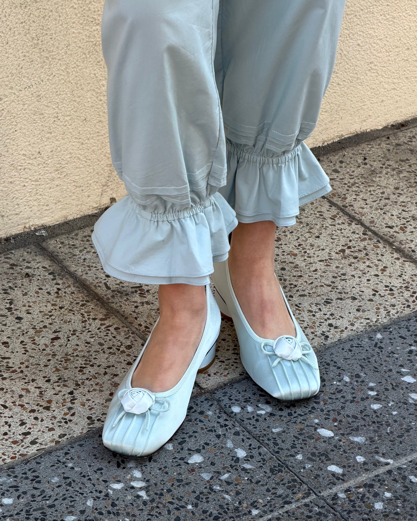 Rosette Silk Ballet Pumps - Bluewishes