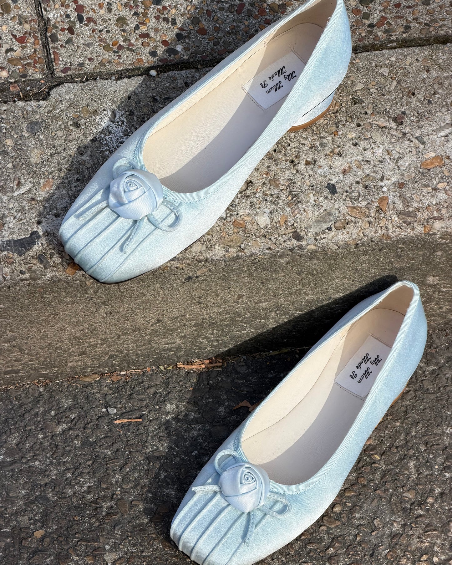 Rosette Silk Ballet Pumps - Bluewishes