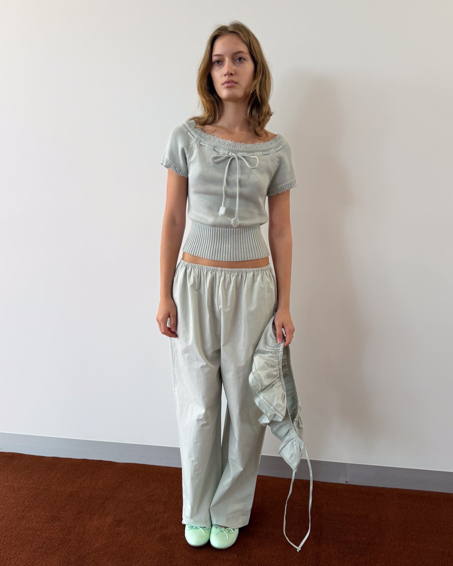 Detachable Ruffle Belt Pant - Mint