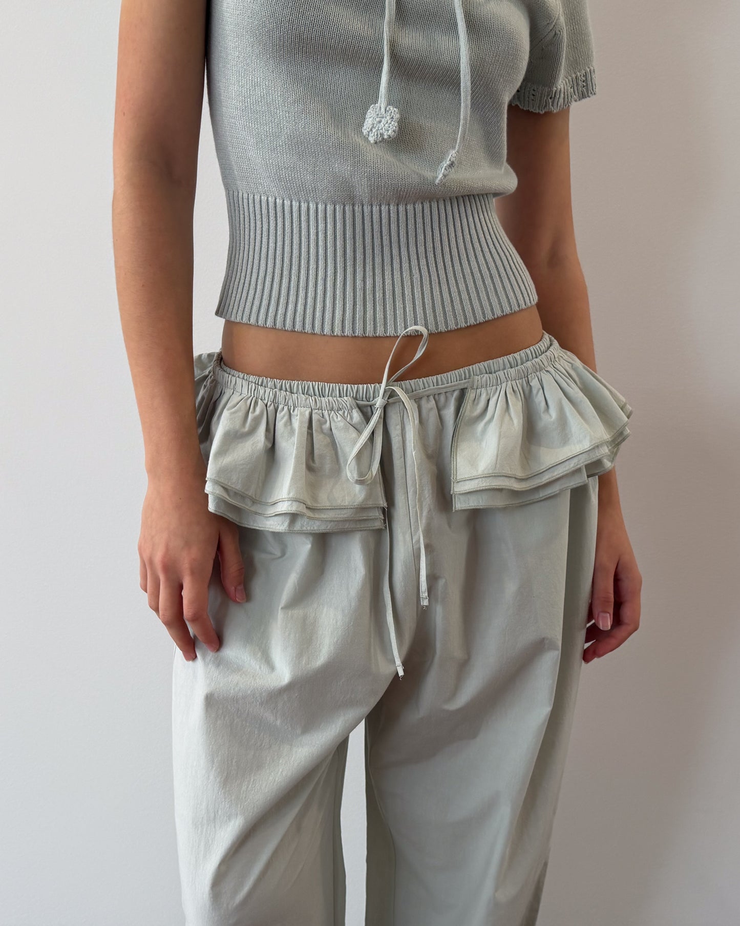 Detachable Ruffle Belt Pant - Mint