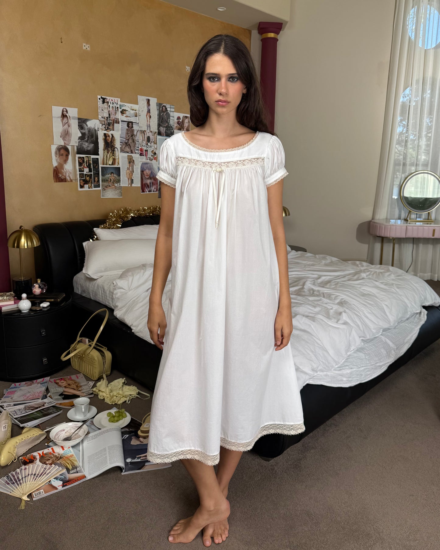 Lucienne Cotton Gown - White