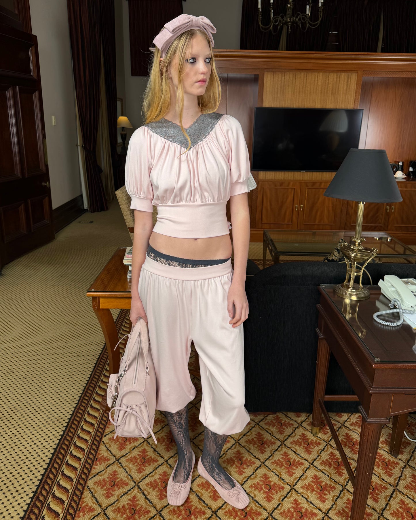Blouson Puff Sleeve Top - Pink