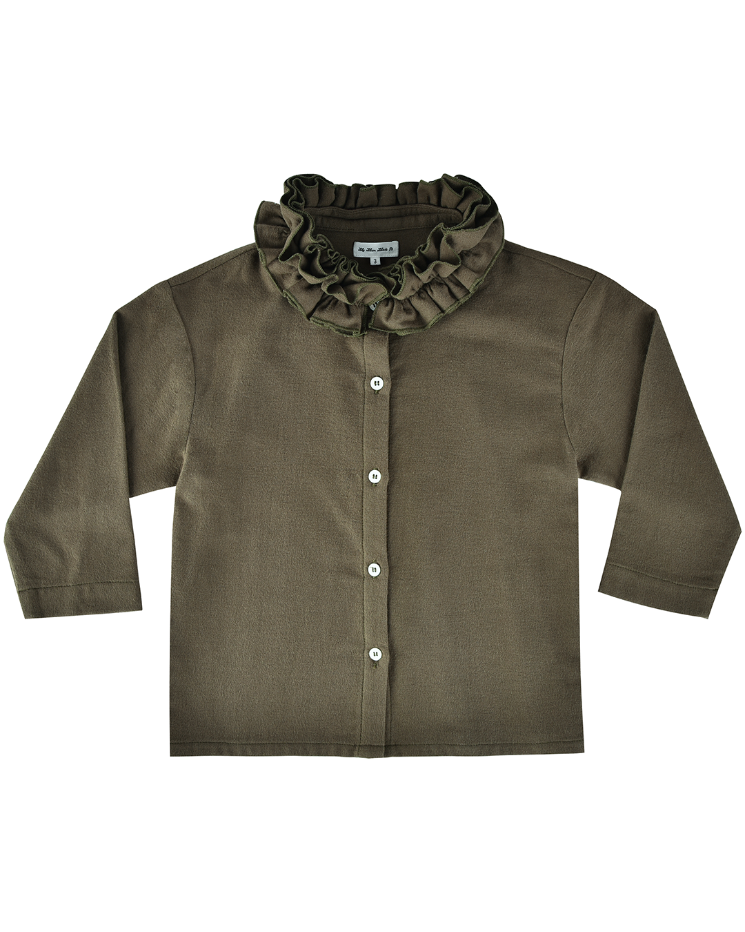 Mini Flannel Ruffle Blouse - Eucalyptus