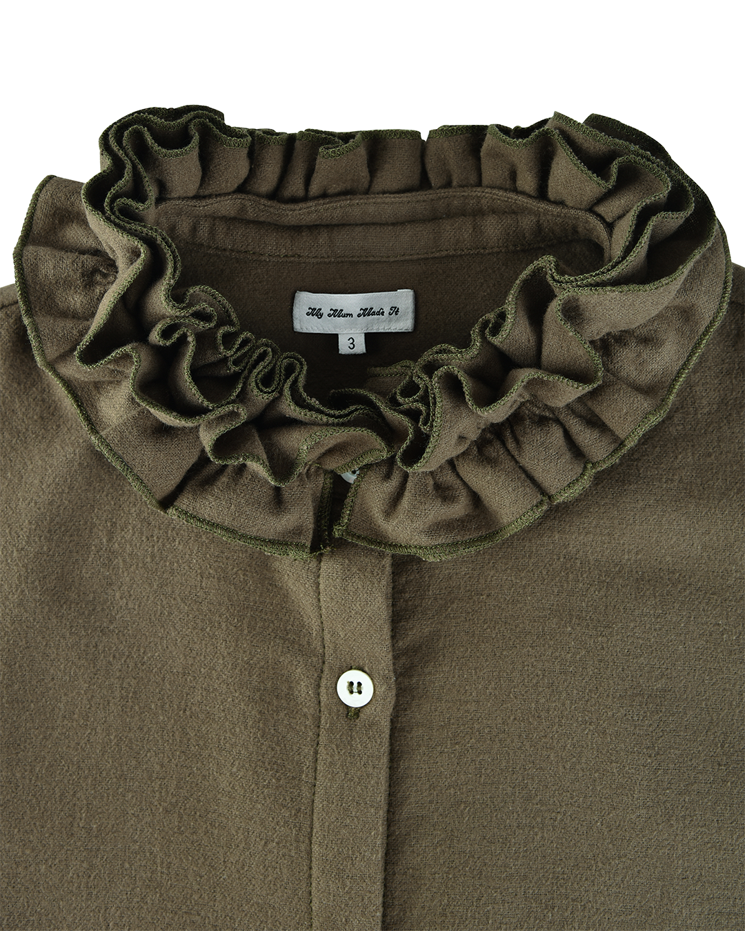 Mini Flannel Ruffle Blouse - Eucalyptus