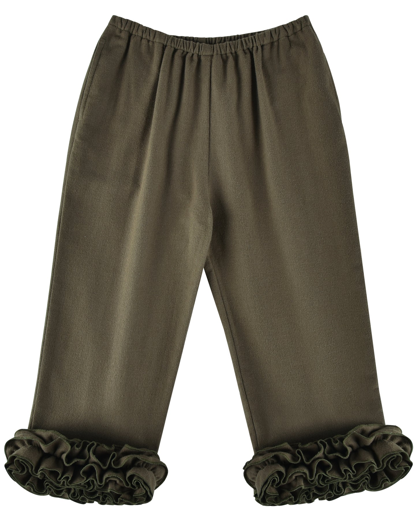 Mini Flannel Ruffle Pant - Eucalyptus