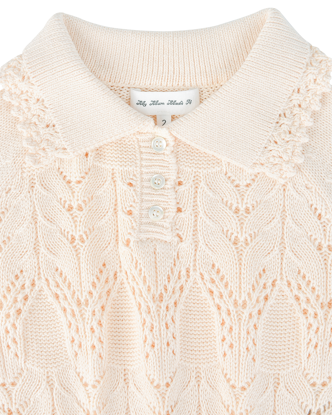 Mini Buttoned Lace Knit Pullover - Porcelain