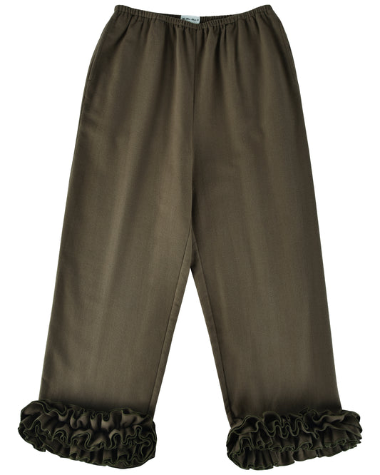 Flannel Ruffle Pant - Eucalyptus