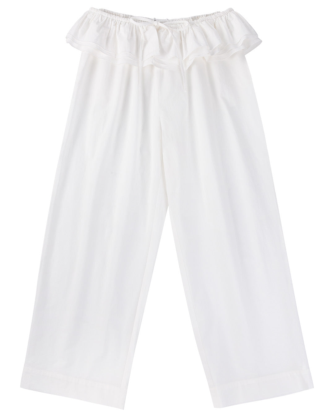 Detachable Ruffle Belt Pant - White