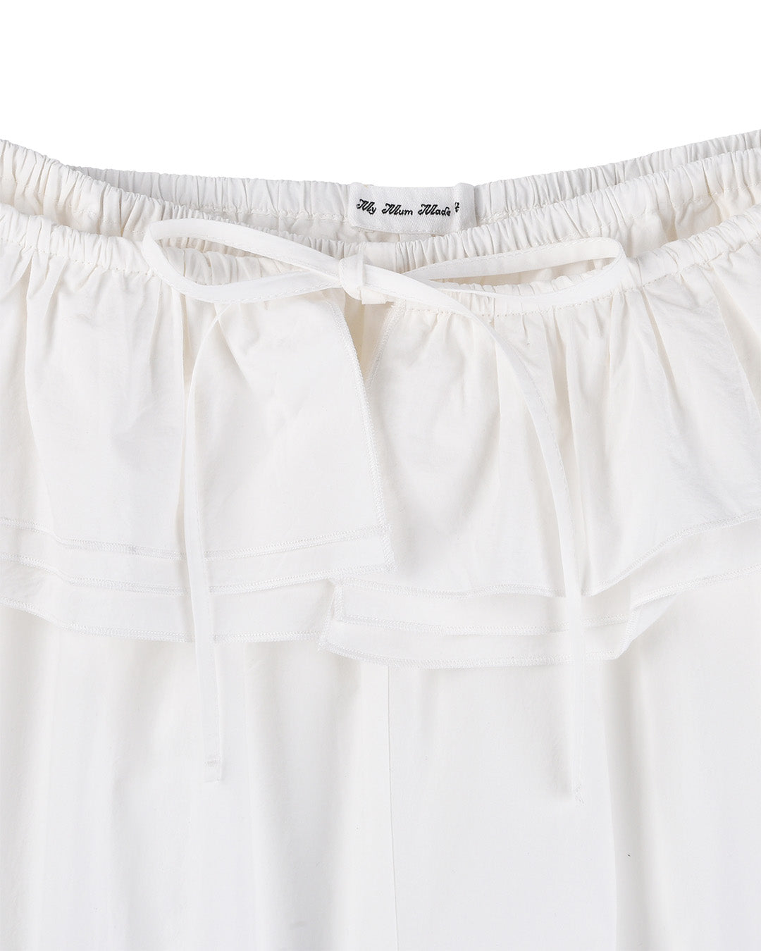 Detachable Ruffle Belt Pant - White