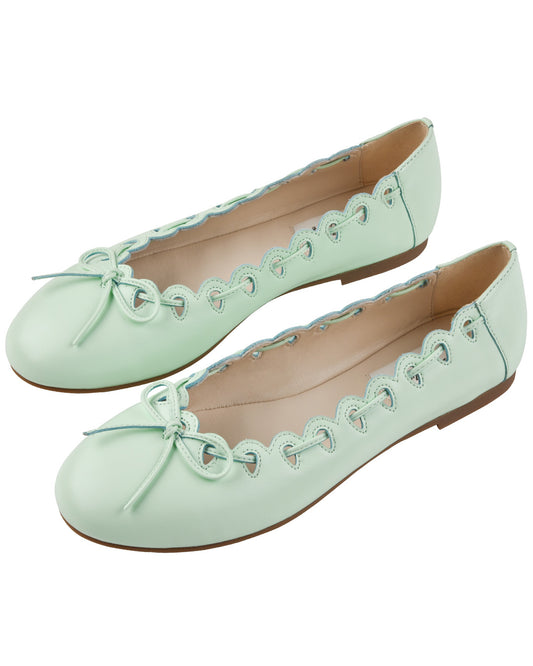 Ribbon Stitch Ballet Flats - Mint