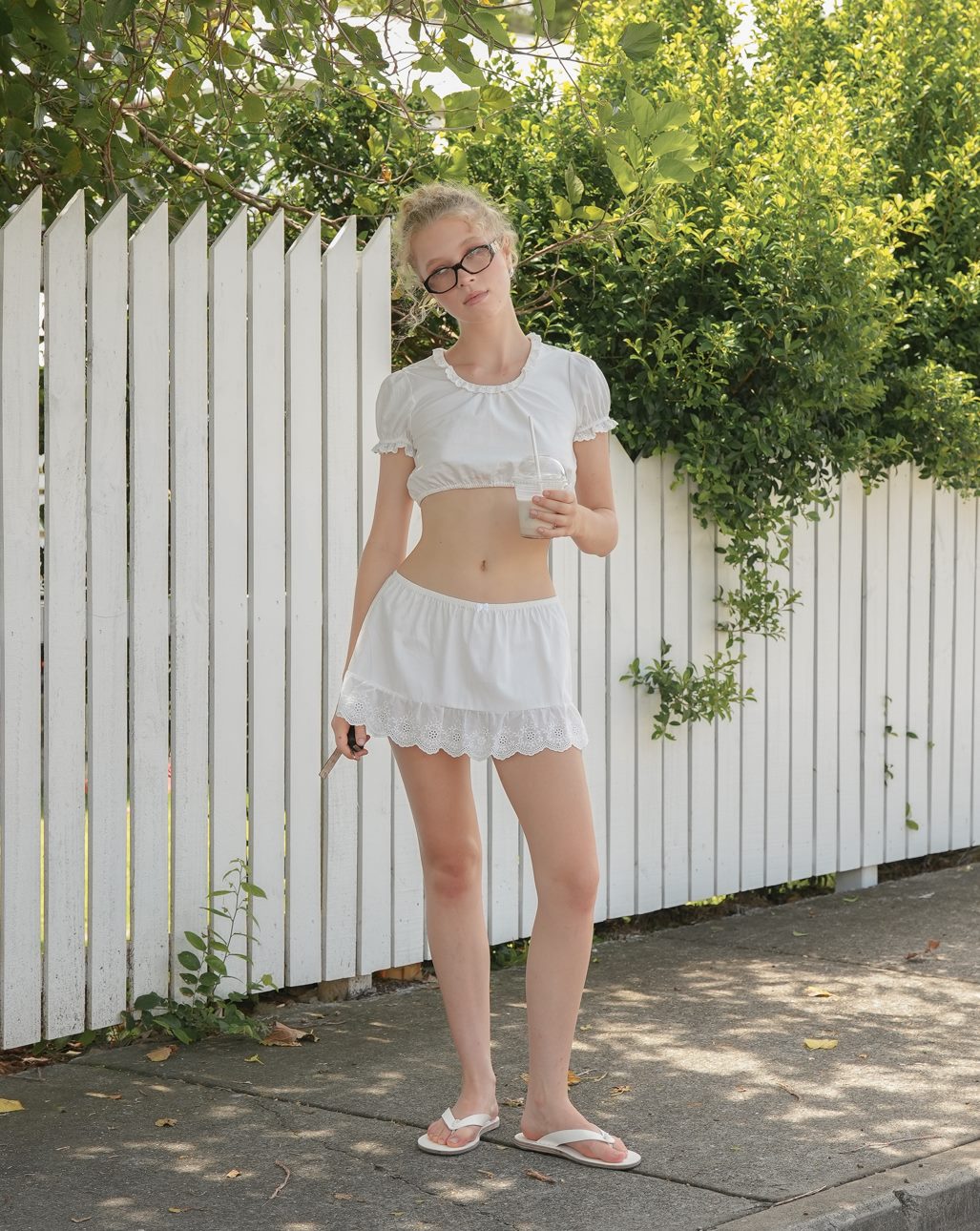 Lace Puff Sleeve Crop