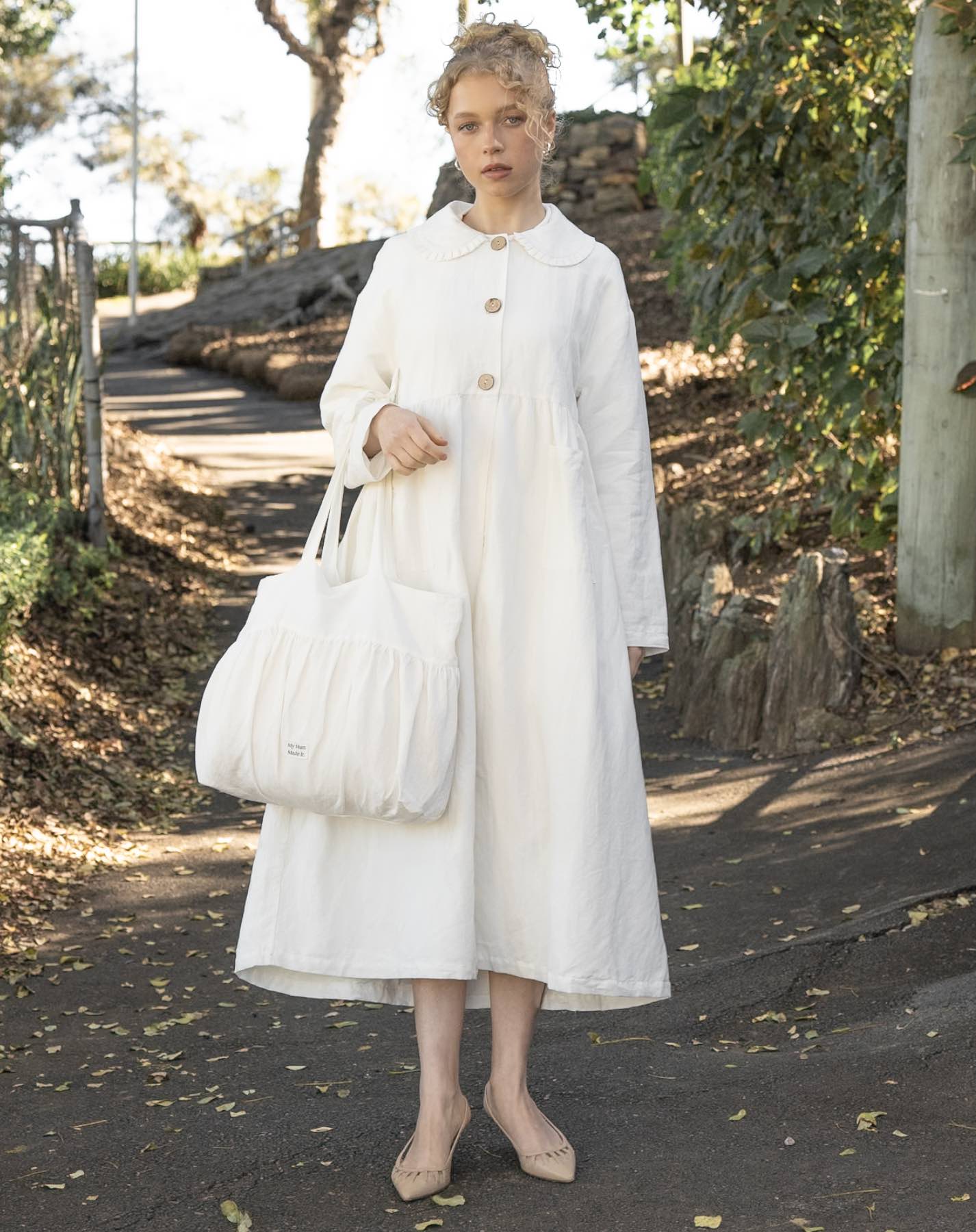 Nina Linen Trench Coat - White