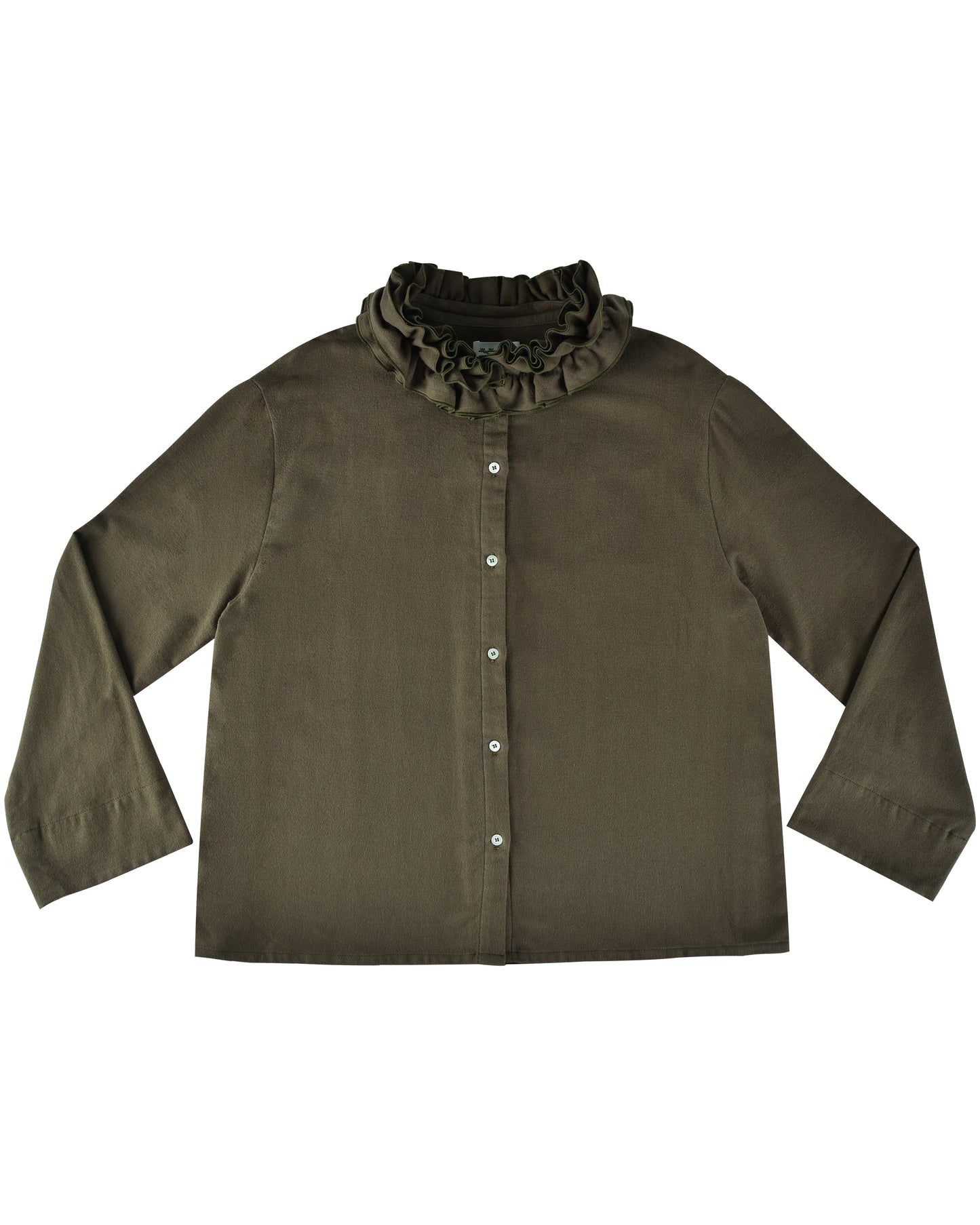 Flannel Ruffle Blouse - Eucalyptus
