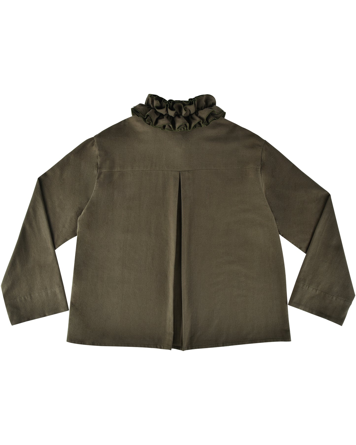 Flannel Ruffle Blouse - Eucalyptus