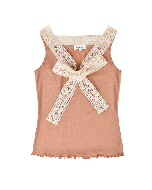 Lace Bow Tank - Rose Veil